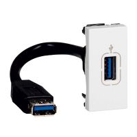 Розетка USB A с кабел 1M Бял